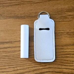 White Lip Balm Holder with Keyring